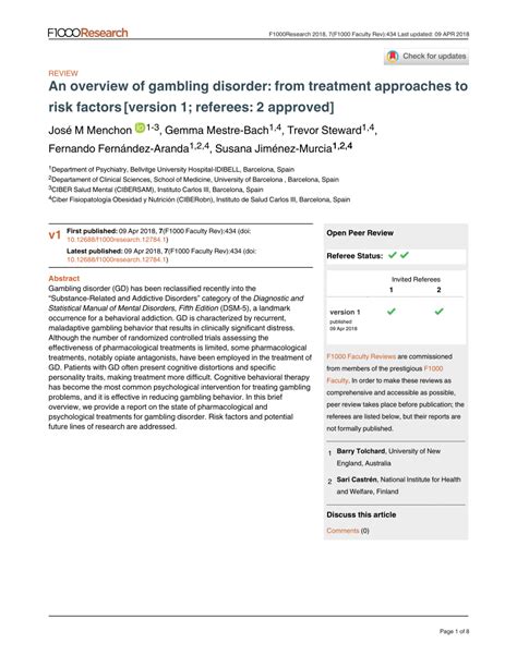 An overview of gambling disorder: from treatment approaches to .